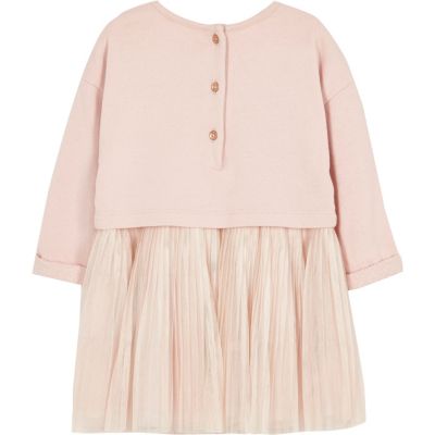 Mini girls pink pleated jumper dress